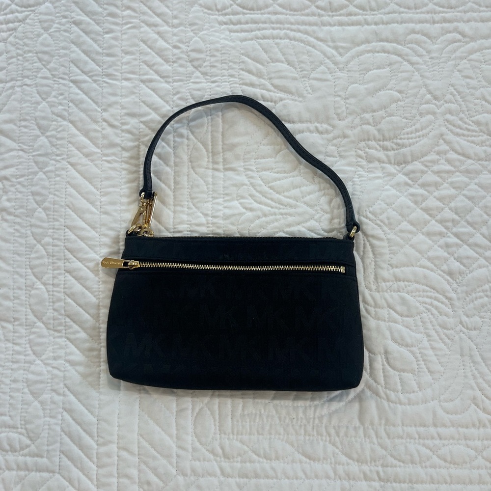 Michael Kors Black Logo Wristlet with Gold Hardware - Picture 4 of 11